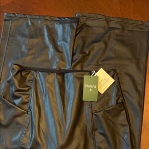 NWT-HALARA Black Faux Leather Ladies Pants-size large